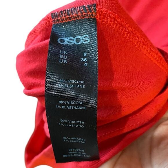 ASOS Sz 4 Maternity Red Maxi Long Sleeve Fitted Pregnancy Dress - Picture 5 of 7